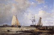 Abraham Hulk Fisherfolk and Ships by the Coast oil painting picture wholesale
